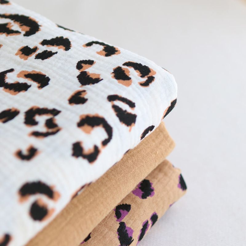 Double gaze de coton Fauve Graou fond écru