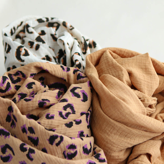 Double gaze de coton unie camel