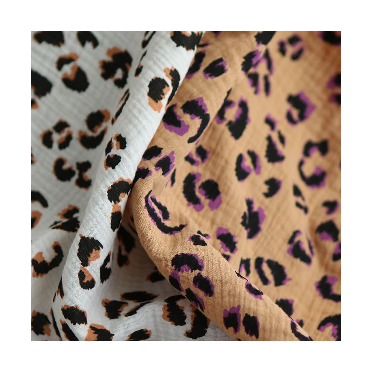 Double gaze de coton Fauve Graou fond camel Double gaze de coton Fauve Graou fond camel