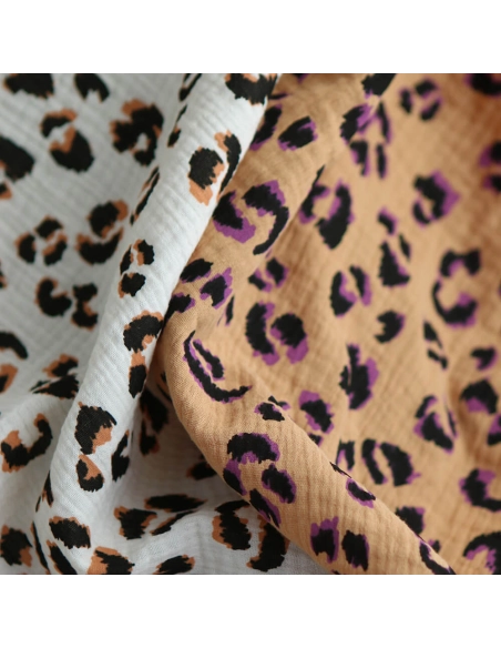 Double gaze de coton Fauve Graou fond camel