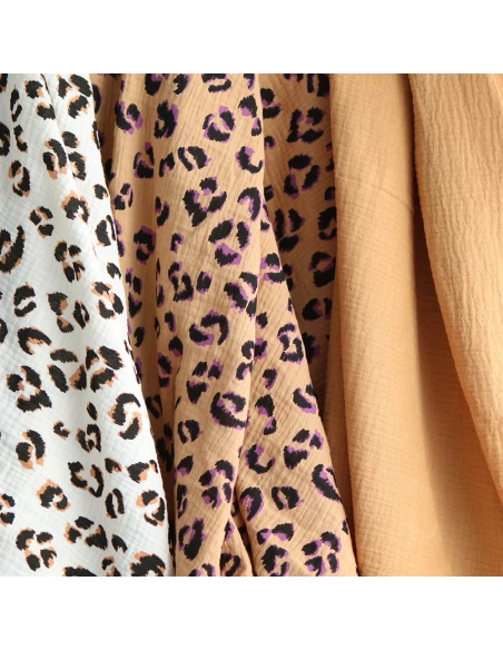 Double gaze de coton Fauve Graou fond camel