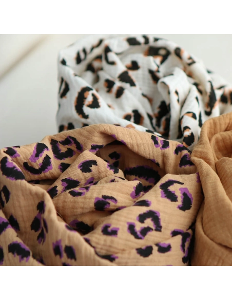 Double gaze de coton Fauve Graou fond camel