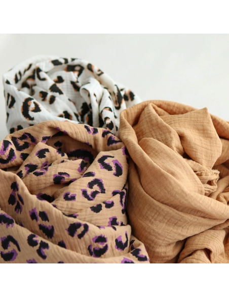 Double gaze de coton Fauve Graou fond camel