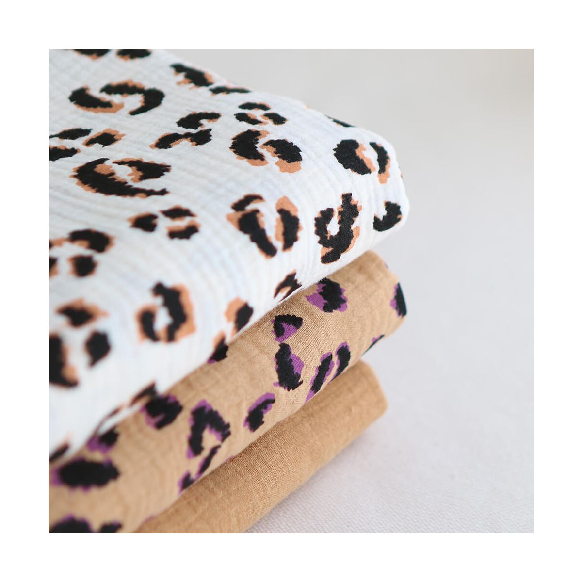 Double gaze de coton Fauve Graou fond camel Double gaze de coton Fauve Graou fond camel