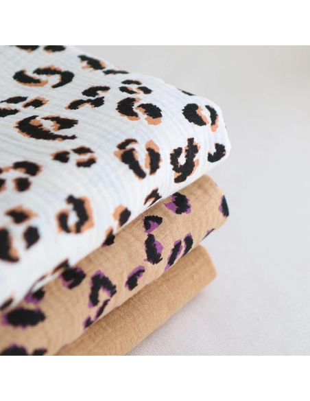 Double gaze de coton Fauve Graou fond camel