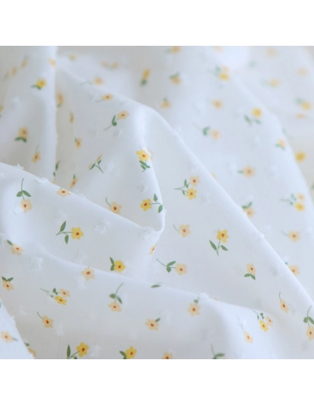 copy of Rozen - Plumetis de coton blanc imprimé exclusif bleu cobalt