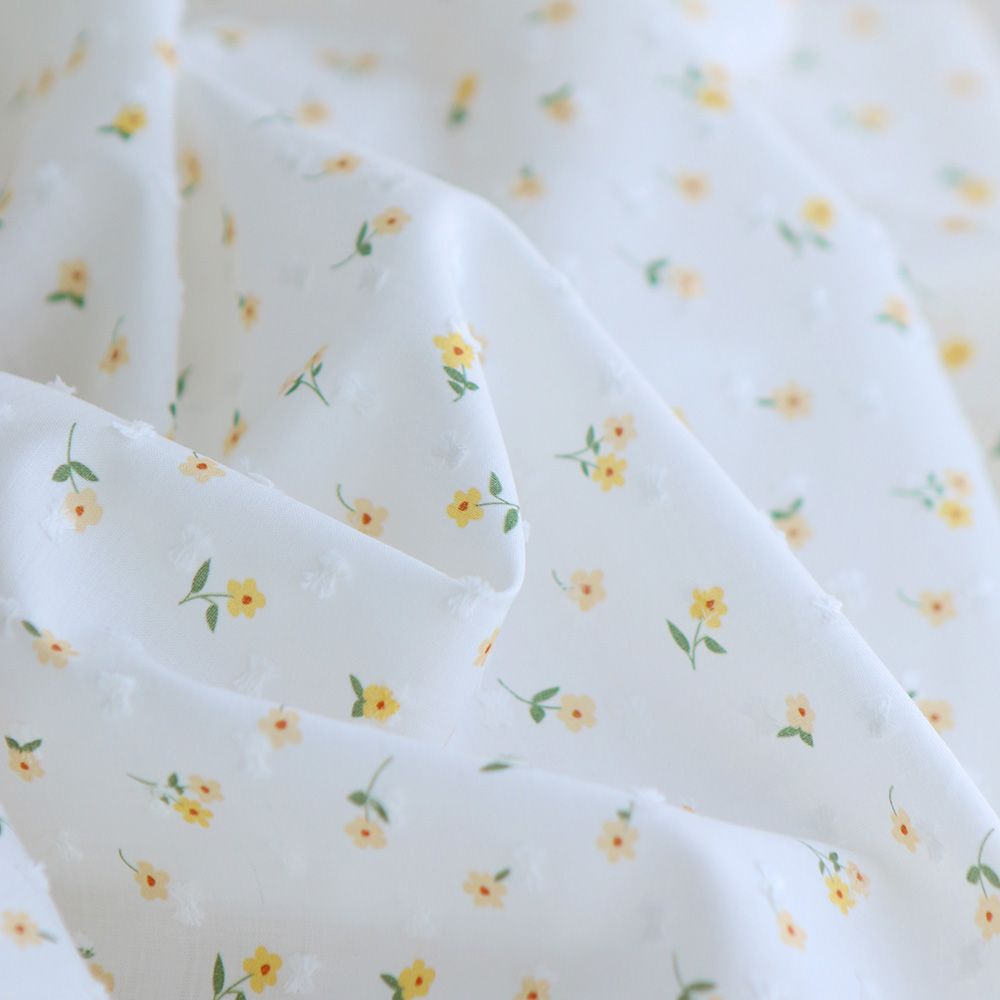 copy of Rozen - Plumetis de coton blanc imprimé exclusif bleu cobalt