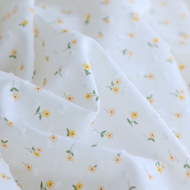 copy of Rozen - Plumetis de coton blanc imprimé exclusif bleu cobalt