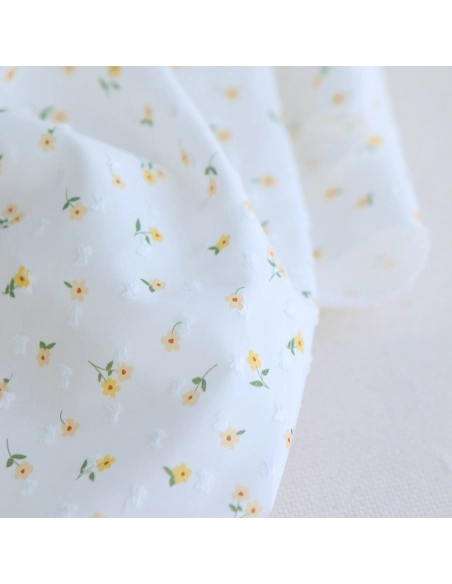 copy of Rozen - Plumetis de coton blanc imprimé exclusif bleu cobalt