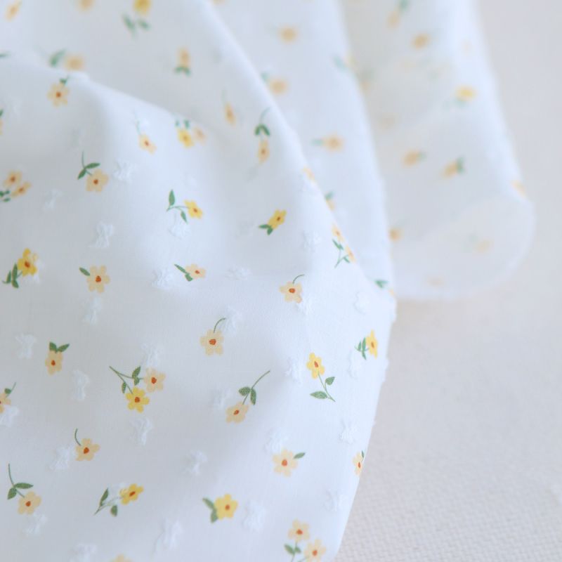 copy of Rozen - Plumetis de coton blanc imprimé exclusif bleu cobalt