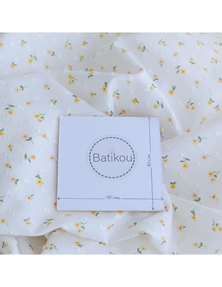 copy of Rozen - Plumetis de coton blanc imprimé exclusif bleu cobalt