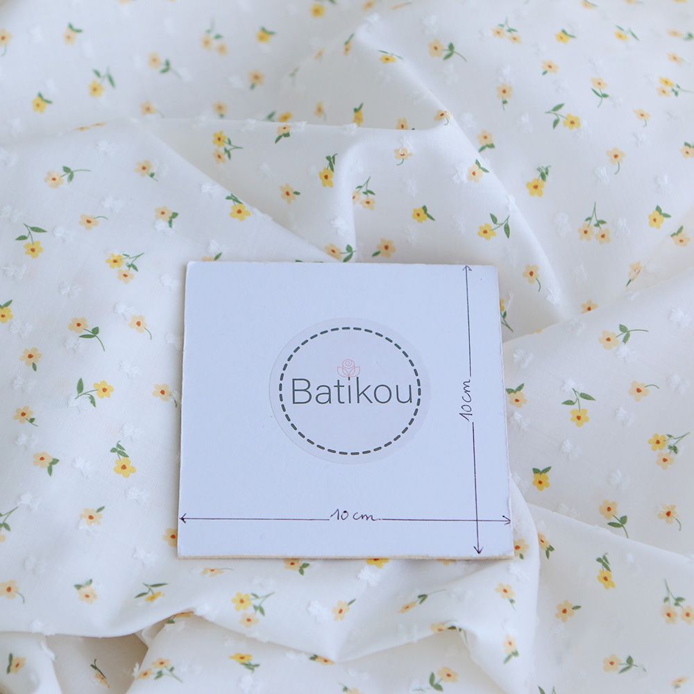 copy of Rozen - Plumetis de coton blanc imprimé exclusif bleu cobalt