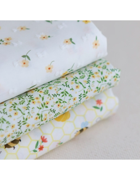 copy of Rozen - Plumetis de coton blanc imprimé exclusif bleu cobalt