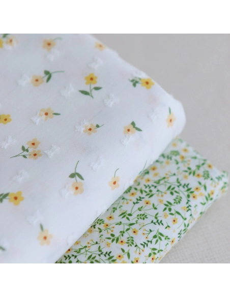 copy of Rozen - Plumetis de coton blanc imprimé exclusif bleu cobalt