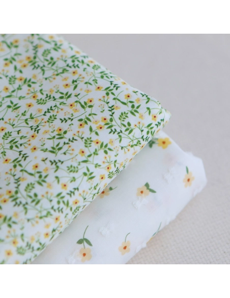 copy of Rozen - Plumetis de coton blanc imprimé exclusif bleu cobalt