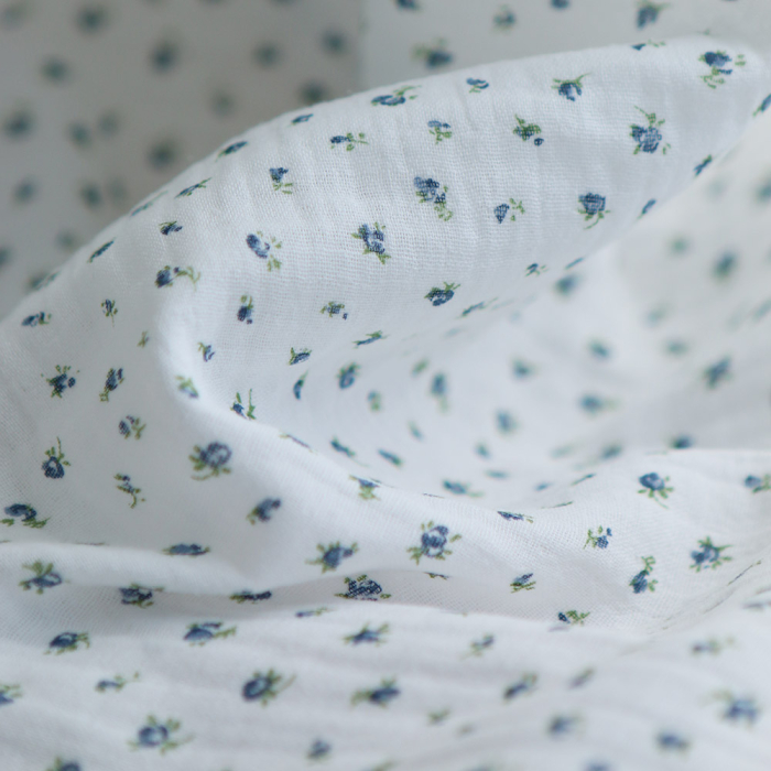 copy of Carole - Double gaze de coton BIO fleuri orange