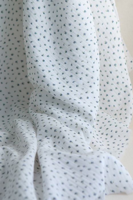 copy of Carole - Double gaze de coton BIO fleuri orange