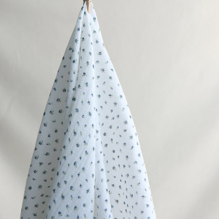 copy of Carole - Double gaze de coton BIO fleuri orange