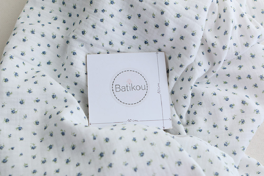 copy of Carole - Double gaze de coton BIO fleuri orange