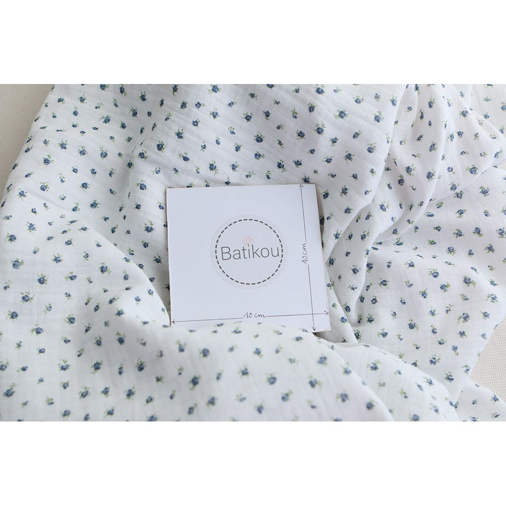 copy of Carole - Double gaze de coton BIO fleuri orange