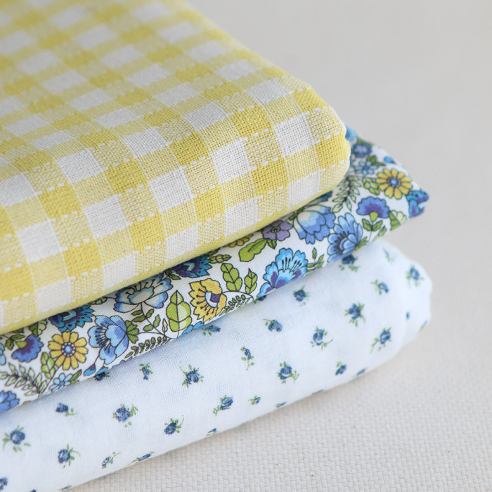 Carole - Double gaze de coton BIO fleuri bleu