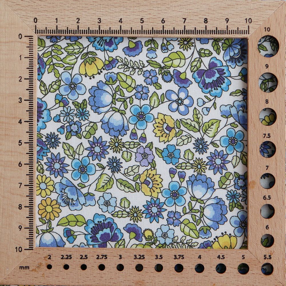 Popeline coton BIO imprimé fleuri vert, jaune et bleu