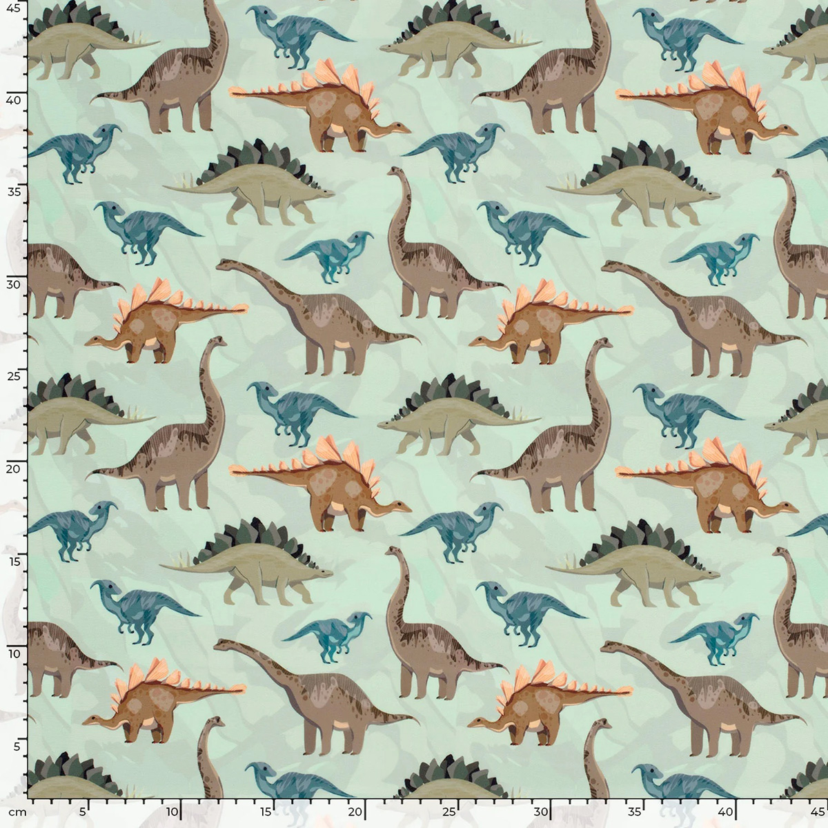 Tissu Lycra (maillot de bain) UPF50 dinosaures sur fond vert clair Tissu Lycra (maillot de bain) UPF50 dinosaures sur fond vert clair
