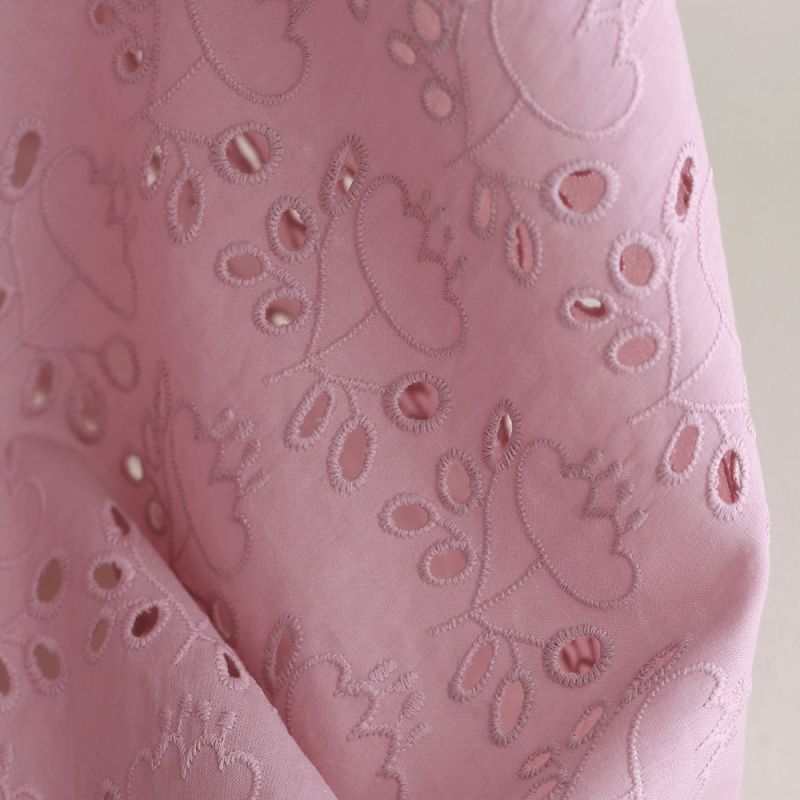 Broderie anglaise coton coloris vieux rose