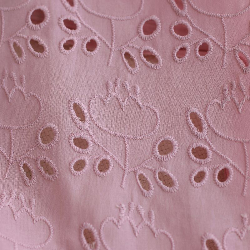 Broderie anglaise coton coloris vieux rose
