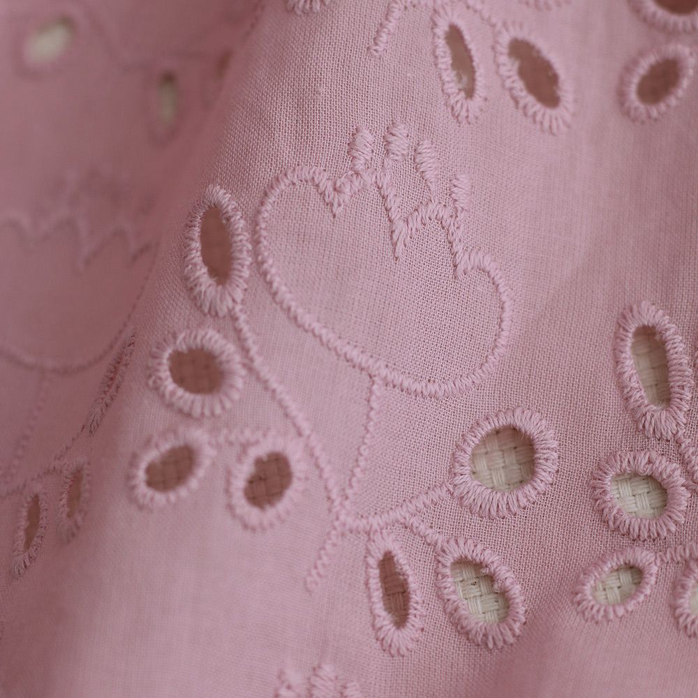 Broderie anglaise coton coloris vieux rose