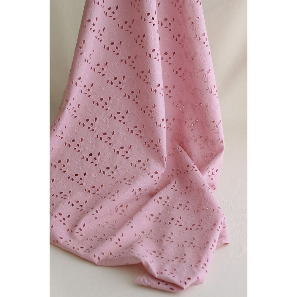 Broderie anglaise coton coloris vieux rose