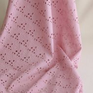 Broderie anglaise coton coloris vieux rose