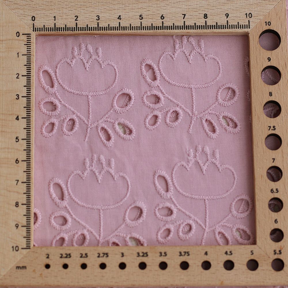 Broderie anglaise coton coloris vieux rose