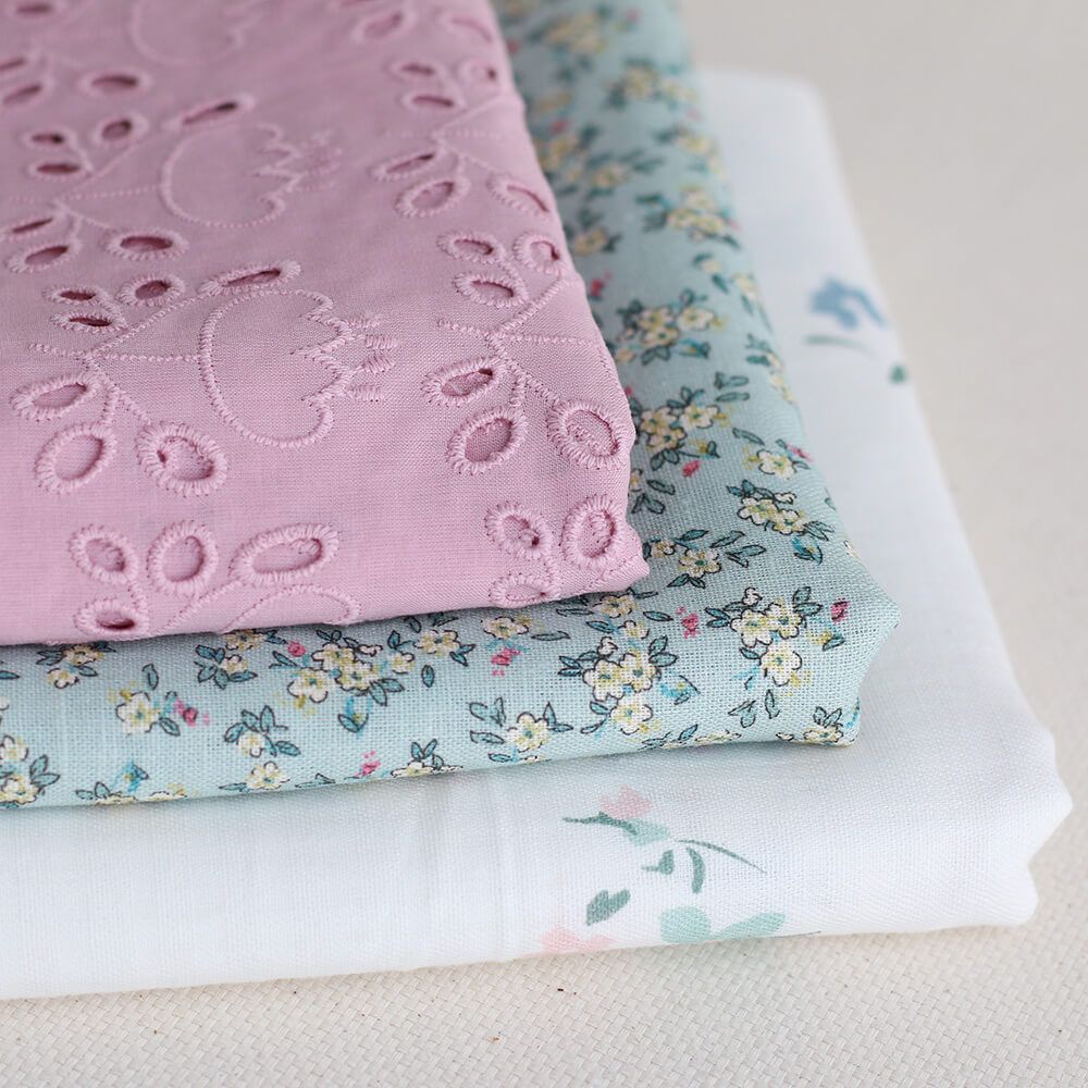 Broderie anglaise coton coloris vieux rose