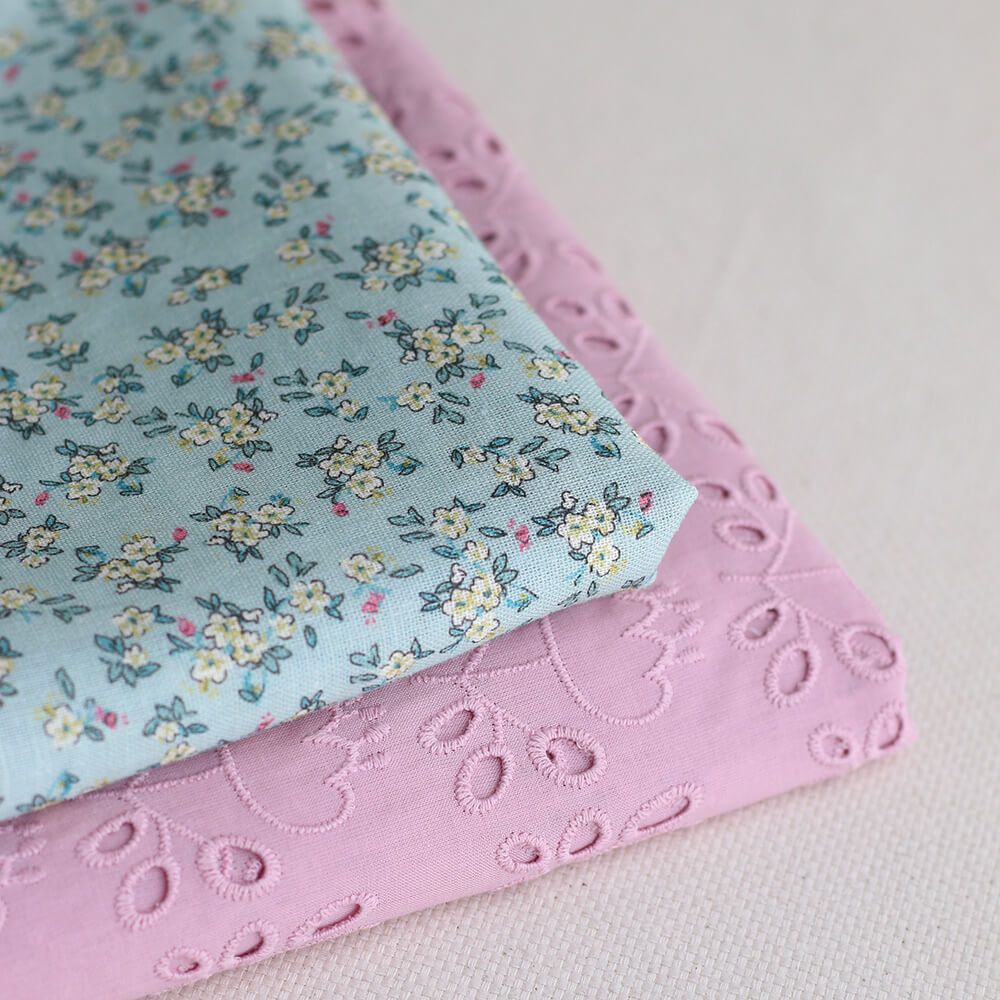 Broderie anglaise coton coloris vieux rose