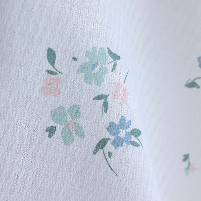 copy of Seersucker / Coton gaufré doux fond blanc motif fleuri rouge rose