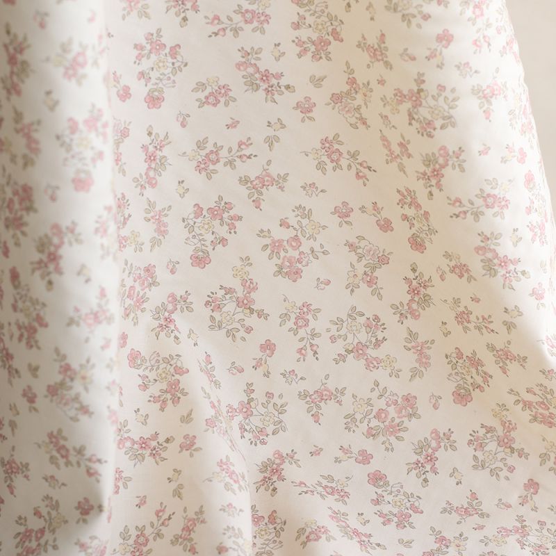 copy of Romy - Popeline douce coton organique fond ivoire imprimé fleuri