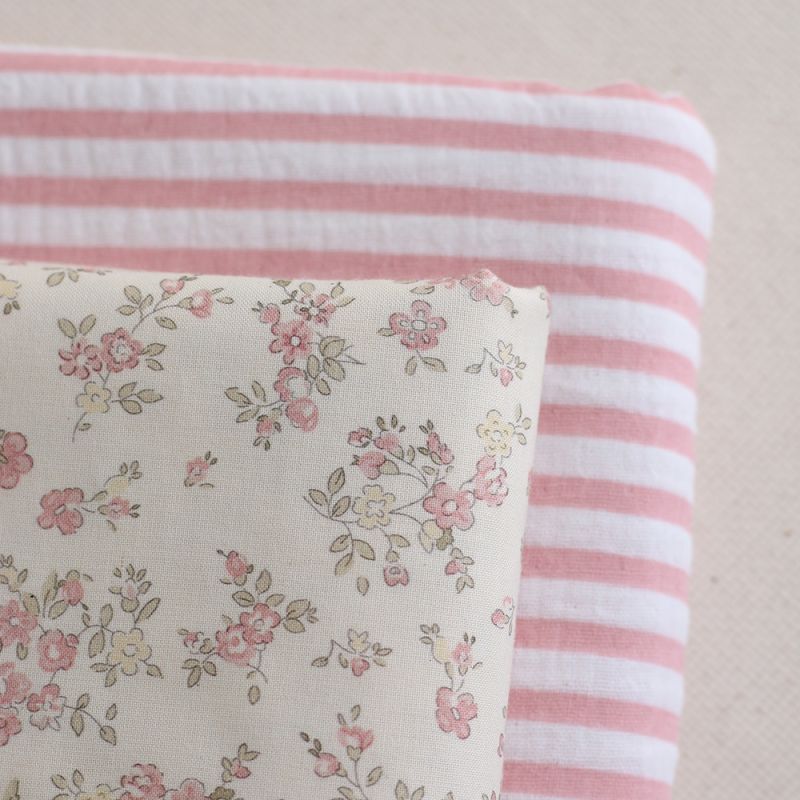 copy of Romy - Popeline douce coton organique fond ivoire imprimé fleuri