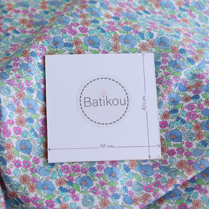 Maelle - Batiste de coton douce à imprimé fleuri bleu