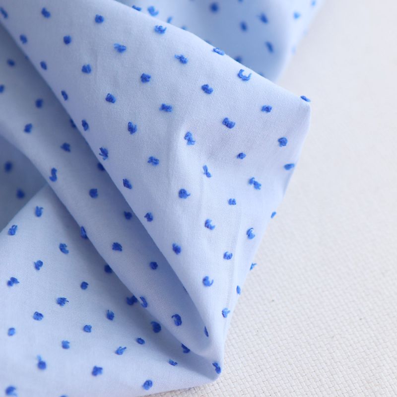 Plumetis de coton bicolore bleu ciel / bleu roi