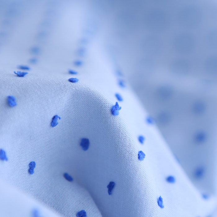 Plumetis de coton bicolore bleu ciel / bleu roi