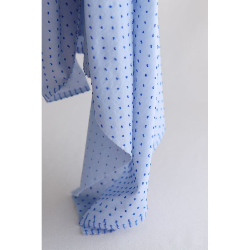 Plumetis de coton bicolore bleu ciel / bleu roi