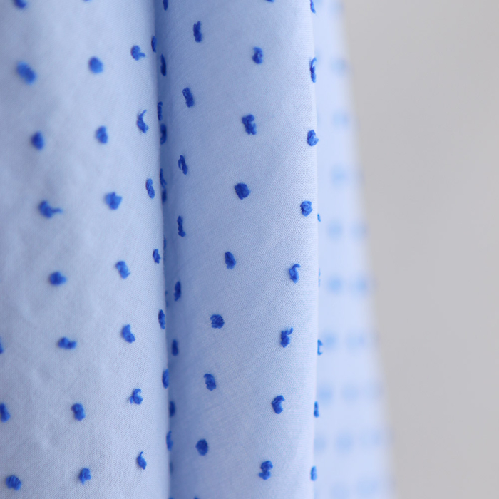 Plumetis de coton bicolore bleu ciel / bleu roi