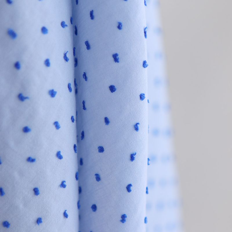 Plumetis de coton bicolore bleu ciel / bleu roi