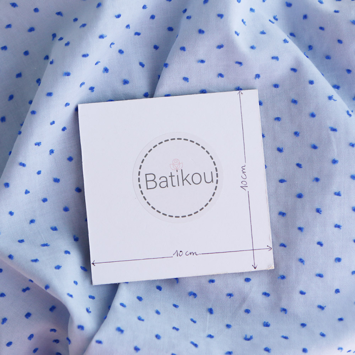 Plumetis de coton bicolore bleu ciel / bleu roi