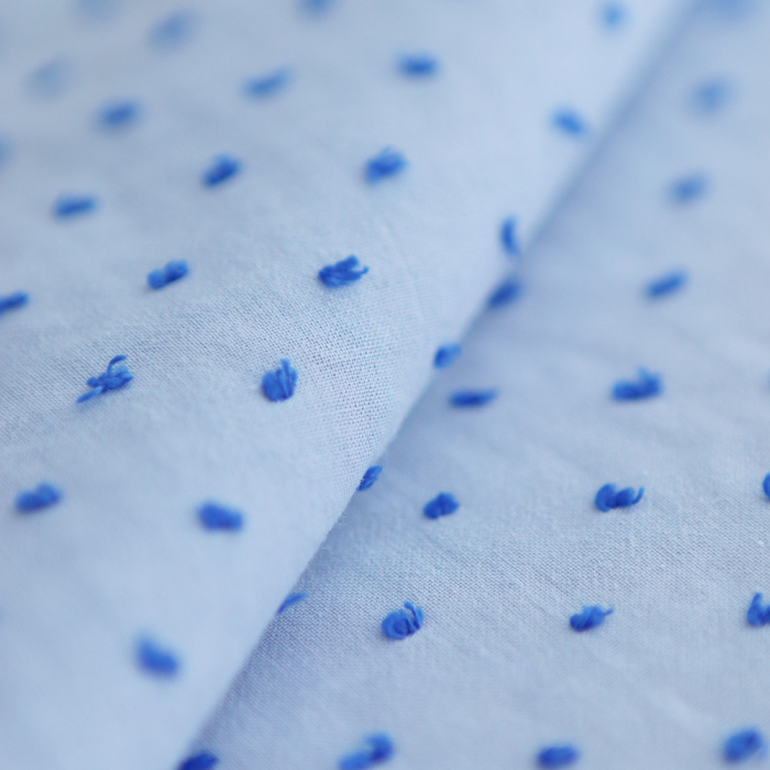 Plumetis de coton bicolore bleu ciel / bleu roi