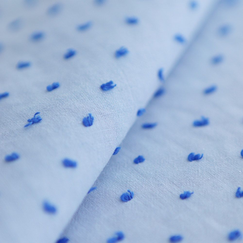 Plumetis de coton bicolore bleu ciel / bleu roi