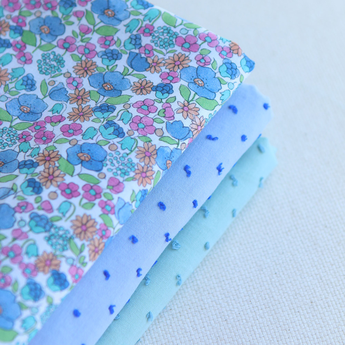 Plumetis de coton bicolore bleu ciel / bleu roi