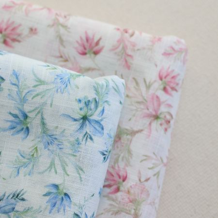- Voile de coton texturé imprimé fleuri - Voile de coton texturé imprimé fleuri