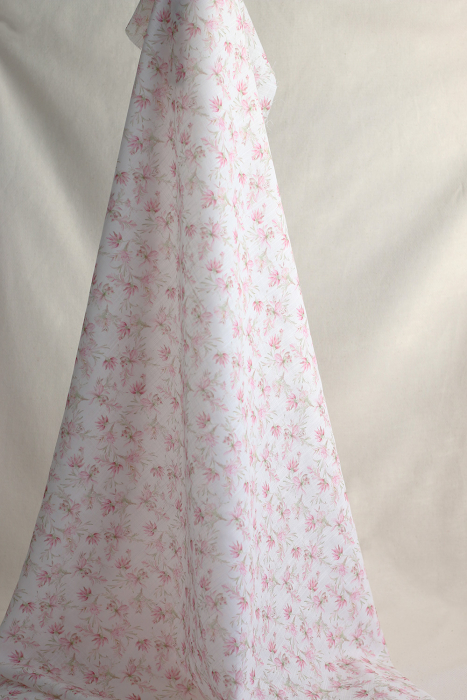 Pernille - Voile de coton texturé imprimé fleuri rose